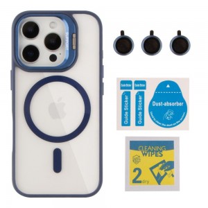 Чохол TPU+PC+Metal Stand Case with MagSafe and Camera Lenses для  16 Pro