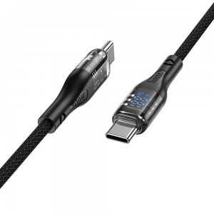 Кабель USB Hoco U115 Transparent 100W With Display Type-C to Type-C 1.2m