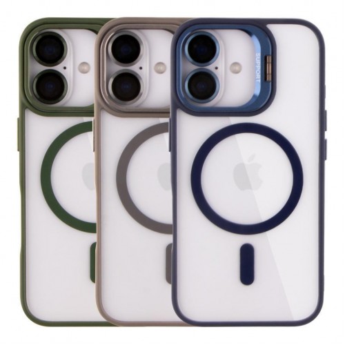 Чохол TPU+PC+Metal Stand Case with MagSafe and Camera Lenses для iPhone 16