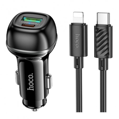 Автомобільний Зарядний Пристрій Hoco Z58A 1USB/1USB-C QC/PD48W+Type-C to Lightning