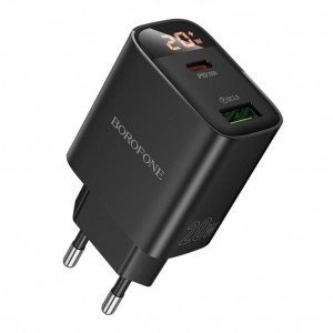 Мережевий Зарядний Пристрій Borofone BA96A 1USB-C/1USB PD/QC 20W Led Display