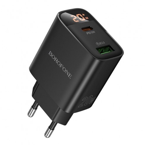 Мережевий Зарядний Пристрій Borofone BA96A 1USB-C/1USB PD/QC 20W Led Display
