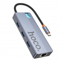 Хаб USB Hoco HB51 Type-C 6-in-1 (HDTV+RJ45-100Mbps+PD+USB3.0*3)