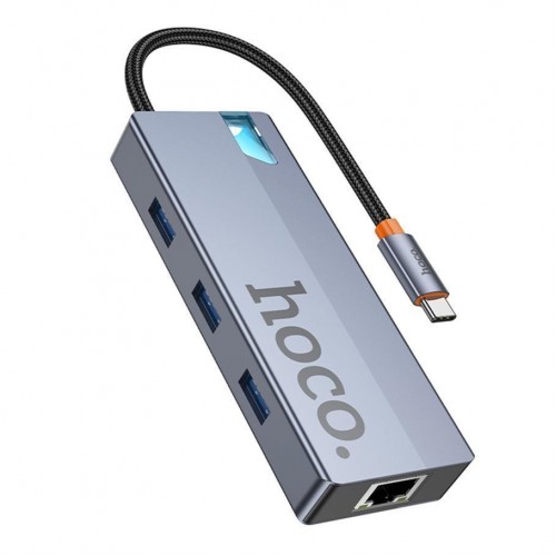 Хаб USB Hoco HB51 Type-C 6-in-1 (HDTV+RJ45-100Mbps+PD+USB3.0*3)