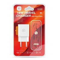 Мережевий Зарядний Пристрій XO L127 1USB QC 18W+USB to Micro New Logo