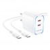 Мережевий Зарядний Пристрій Borofone BA90A 2USB-C PD/QC45W+Type-C to Type-C