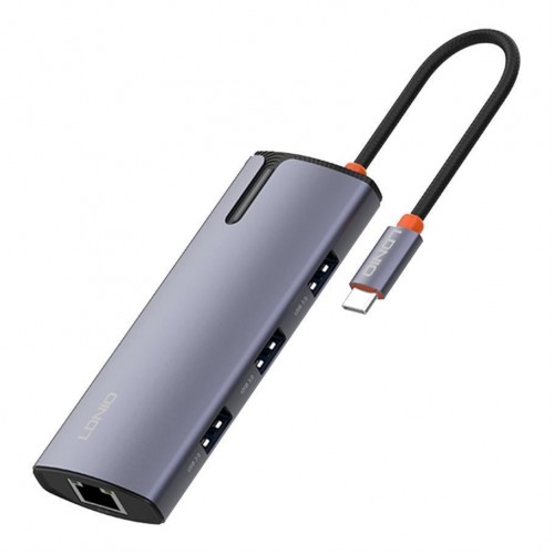 USB Hub LDNIO DS-16H Type-C To PD*1(100W)+HDMI*1(4K@30hz)+USB3.0*3+RJ45*1(1Gbps)