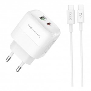 Мережевий Зарядний Пристрій XO L137 1USB-C/1USB PD/QC 20W+Type-C to Type-C New Logo Мережевий Зарядний Пристрій XO L137 1USB-C/1USB PD/QC 20W+Type-C to Type-C New Logo