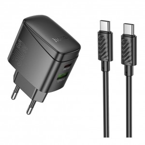 Мережевий Зарядний Пристрій Hoco CS61A 1USB/1USB-C PD/QC 30W GAN+Type-C to Type-C Мережевий Зарядний Пристрій Hoco CS61A 1USB/1USB-C PD/QC 30W GAN+Type-C to Type-C