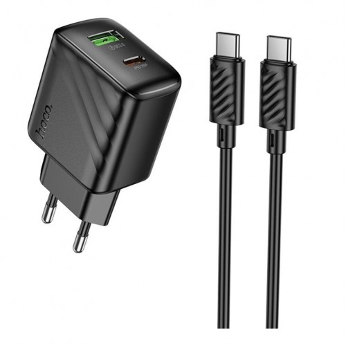 Мережевий Зарядний Пристрій Hoco CS25A 1USB-C/1USB PD/QC 20W+Type-C to Type-C