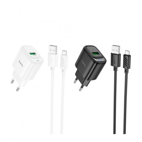 Мережевий Зарядний Пристрій Hoco C140A 1USB QC 18W+USB to Micro