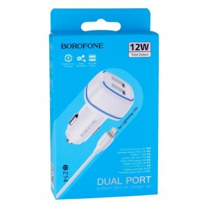 Автомобільний Зарядний Пристрій Borofone BZ14 Lightning 2USB2.4A Автомобільний Зарядний Пристрій Borofone BZ14 Lightning 2USB2.4A
