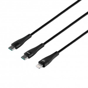 Кабель USB Hoco U102 Super 100W 2 in1 Type-C to Type-C+Lightning Кабель USB Hoco U102 Super 100W 2 in1 Type-C to Type-C+Lightning