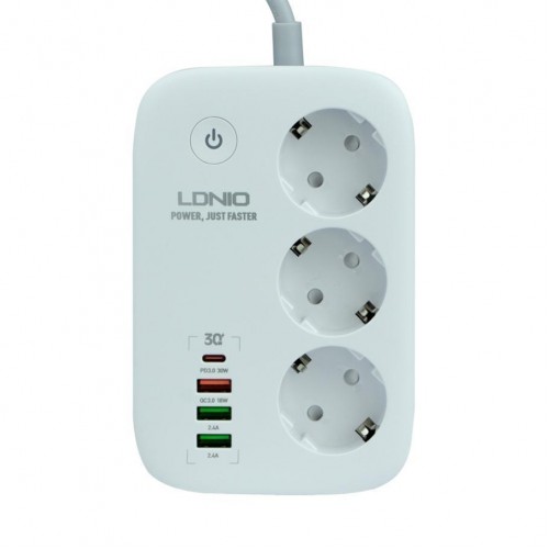 Мережевий Подовжувач LDNIO SEW3452 3 ports/PD/3USB/1QC 3.0/1Type-C/WiFi