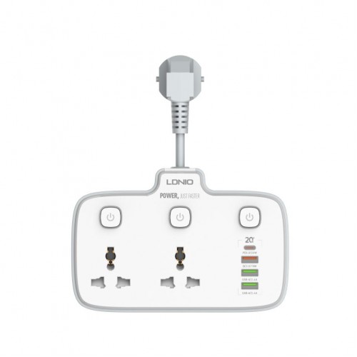 Мережевий Подовжувач LDNIO SC2413 2 universal ports/1PD/1QC/2 auto ID
