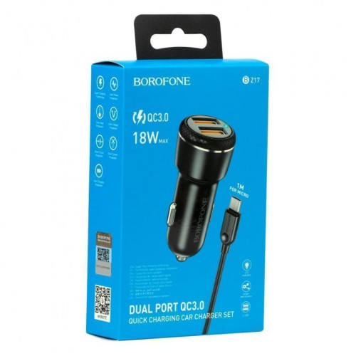 Автомобільний Зарядний Пристрій Borofone BZ17 QC3.0 18W Micro