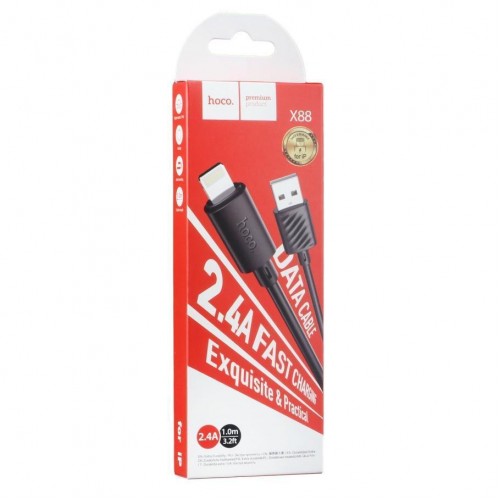 Кабель USB Hoco X88 Gratified Lightning 2.4A 1m