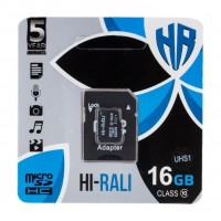 Карта Пам'яті  Hi-Rali MicroSDHC 16gb UHS-1 10 Class & Adapter