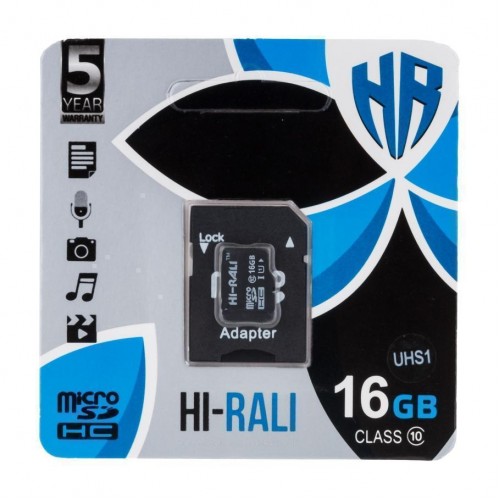 Карта Пам'яті  Hi-Rali MicroSDHC 16gb UHS-1 10 Class & Adapter