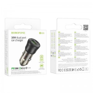 Автомобільний Зарядний Пристрій Borofone BZ25 1USB-A QC18W/1USB-C PD20W Total 38W