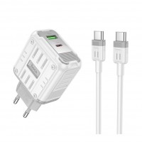 Мережевий Зарядний Пристрій Hoco C136A 1USB-C/1USB PD/QC 45W+Type-C to Type-C Мережевий Зарядний Пристрій Hoco C136A 1USB-C/1USB PD/QC 45W+Type-C to Type-C