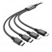 Кабель USB Hoco X76 4-in-1 IP+2Type-C+Micro 2A