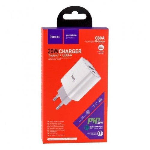 Сетевое Зарядное Устройство Hoco C80A PD20w + QC 3.0