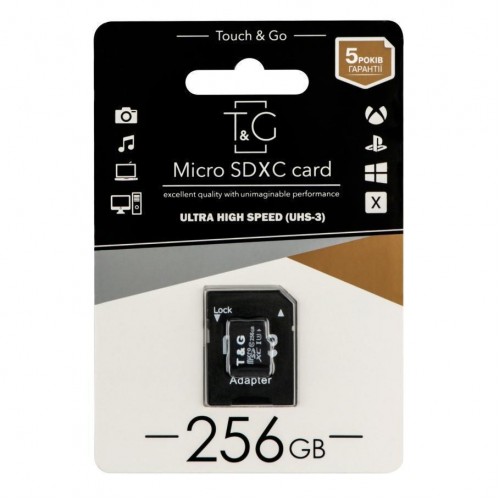 Карта Пам'яті  T&G MicroSDXC 256gb UHS-3 10 Class & Adapter