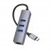 Хаб USB Hoco HB34 Easy link Gigabit Ethernet adapter(Type C to USB3.0*3+RJ45)
