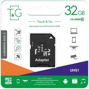 Карта Пам'яті  T&G MicroSDHC 32gb UHS-1 10 Class & Adapter