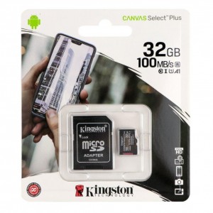 Карта Пам'яті Kingston Canvas Select Plus microSDHC (UHS-1) 32gb 10 Class & Adapter