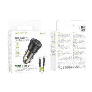 Автомобільний Зарядний Пристрій Borofone BZ25 1USB/1USB-C QC/PD38W+Type-C to Type-C Автомобільний Зарядний Пристрій Borofone BZ25 1USB/1USB-C QC/PD38W+Type-C to Type-C