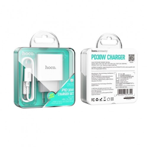 Мережевий Зарядний Пристрій Hoco C76A Pro 1USB-C PD/QC 30W+Type-C to Type-C М'ята упаковка