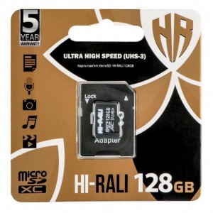 Карта Пам'яті  Hi-Rali MicroSDXC 128gb UHS-3 10 Class & Adapter