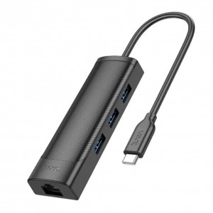 Хаб USB Hoco HB42 4-in-1 (Type-C to USB3.0*3+RJ45 1Gbps) (L=0.2M)
