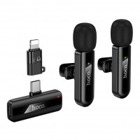 Мікрофон Петличний Бездротовий Hoco L20A Dual-mic iP/Type-C