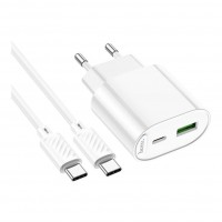 Мережевий Зарядний Пристрій Hoco C109A 1USB-C/1USB PD/QC 20W+Type-C to Type-C Мережевий Зарядний Пристрій Hoco C109A 1USB-C/1USB PD/QC 20W+Type-C to Type-C