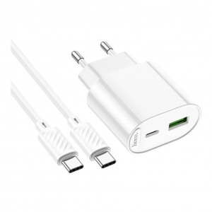 Мережевий Зарядний Пристрій Hoco C109A 1USB-C/1USB PD/QC 20W+Type-C to Type-C