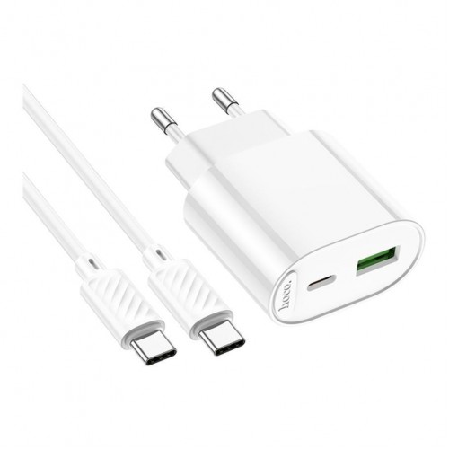 Мережевий Зарядний Пристрій Hoco C109A 1USB-C/1USB PD/QC 20W+Type-C to Type-C