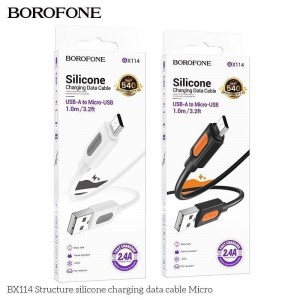 Кабель USB Borofone BX114 Silicone Micro 2.4A М'ята упаковка Кабель USB Borofone BX114 Silicone Micro 2.4A М'ята упаковка