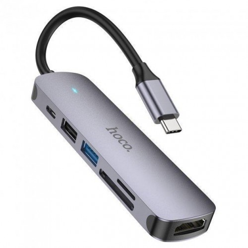 Хаб USB Hoco HB28 Type-C multi-function converter(HDTV+USB3.0+USB2.0+SD+TF+PD)