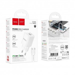 Мережевий Зарядний Пристрій Hoco C149A 1USB/1USB-C PD/QC 30W+Type-C to Type-C М'ята упаковка