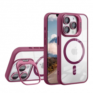 Чохол TPU+PC+Metal Stand Case with MagSafe and Camera Lenses для iPhone 15 Pro Max М'ята упаковка