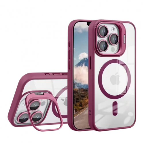 Чохол TPU+PC+Metal Stand Case with MagSafe and Camera Lenses для iPhone 15 Pro Max М'ята упаковка
