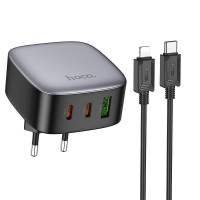 Мережевий Зарядний Пристрій Hoco CS33A 1USB/2USB-C PD/QC 30W+Type-C to Lightning