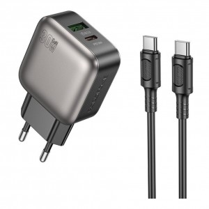 Мережевий Зарядний Пристрій Borofone BAS55A 1USB-C/1USB PD/QC 30W GAN+Type-C to Type-C Мережевий Зарядний Пристрій Borofone BAS55A 1USB-C/1USB PD/QC 30W GAN+Type-C to Type-C
