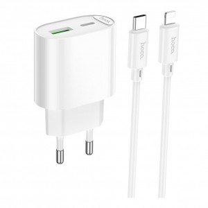 Мережевий Зарядний Пристрій Hoco C109A 1USB-C/1USB PD/QC 20W+Type-C to Lightning