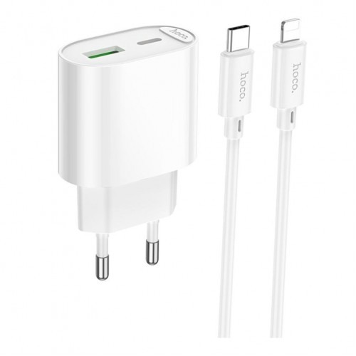 Мережевий Зарядний Пристрій Hoco C109A 1USB-C/1USB PD/QC 20W+Type-C to Lightning