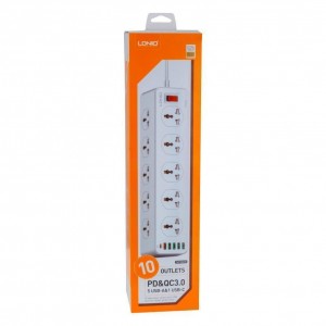 Мережевий Подовжувач LDNIO SC10610 (10 ports / 1PD / 1QC3.0 / 4 USB / 2m)