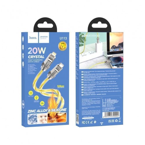 Кабель USB Hoco U113 Solid PD20W Silicone Type-C to Lightning М'ята упаковка